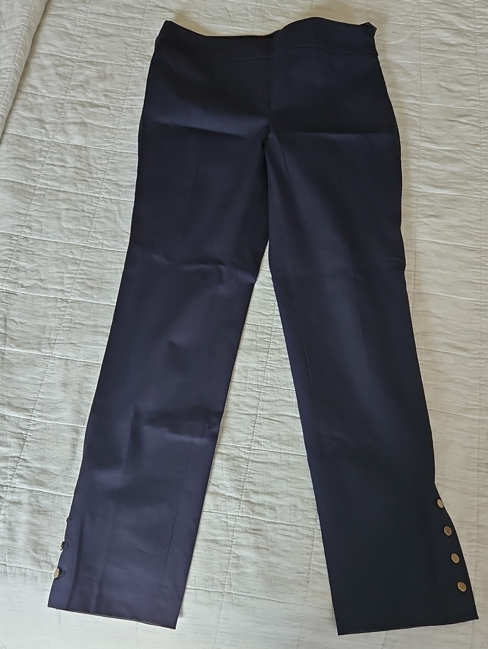 Talbots Navy Slim-Leg Pants with Hem Buttons